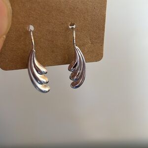 Silver Tone Wing Earrings